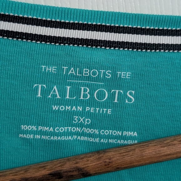 New Talbots Womens Top Tee Green Short Sleeve Plus Size 3XP Petite NWT Flaw Hole - Picture 3 of 4